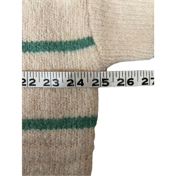 LUSH WOMEN'S SWEATER BEIGE STRIPED RIBBED KNIT PULLOVER Medium - Picture 6 of 10